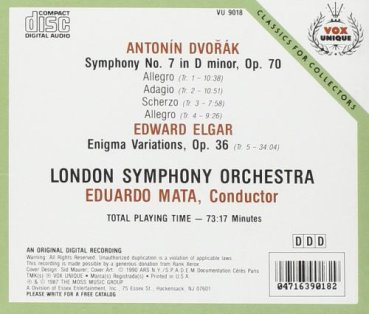 Symphony No. 7 / Enigma Variations Antonin Dvorak Edward Elgar CD