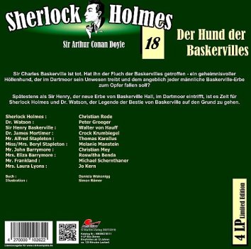 Sherlock Holmes Folge 18 Der Hund der Baskervilles - 4 LP Maritim Verlag Hörspiele