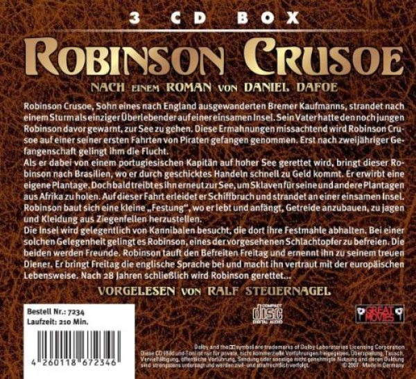 Robinson Crusoe - 3 CD Box Hörbuch Daniel Dafoe - Ralf Steuernagel