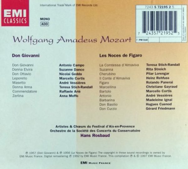 Wolfgang Amadeus Mozart Don Giovanni + Les Noces de Figaro 5 CD Box